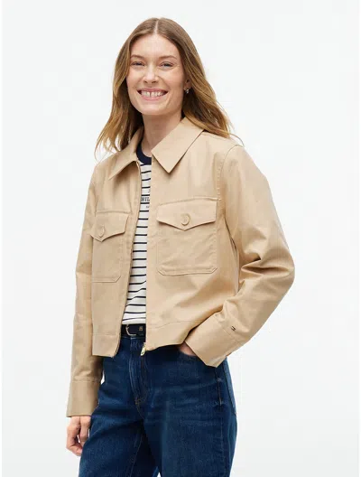 Tommy Hilfiger Lightweight Twill Chino Zip Jacket In Neutral