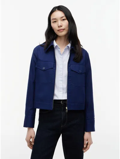 Tommy Hilfiger Lightweight Twill Chino Zip Jacket In Blue