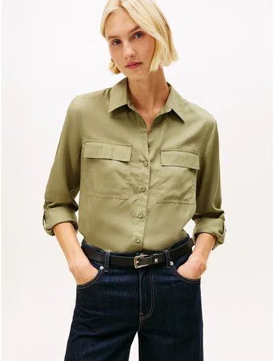 Tommy Hilfiger Lightweight Utility Shirt In Green