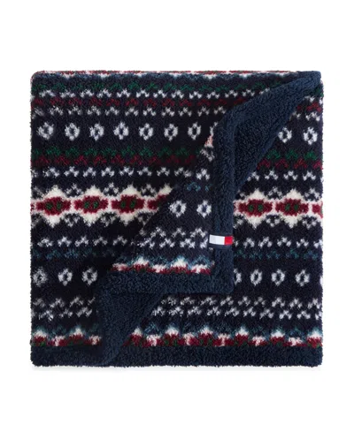 Tommy Hilfiger Lincoln Fairisle Throw Blanket, 70" X 50" In Blue