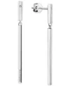 Tommy Hilfiger Linear Logo Bar Drop Earrings In Silver