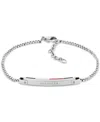 Tommy Hilfiger Linear Logo Plaque Chain Bracelet In Silver