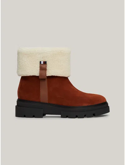 Tommy Hilfiger Lined Suede Roll In Cognac Brown