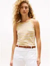 Tommy Hilfiger Linen Blend Stripe Tank Top In Neutral