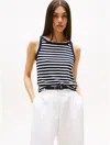 Tommy Hilfiger Linen Blend Stripe Tank Top In Blue