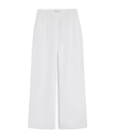 Tommy Hilfiger Linen Blend Tailored Wide Leg Trousers In White