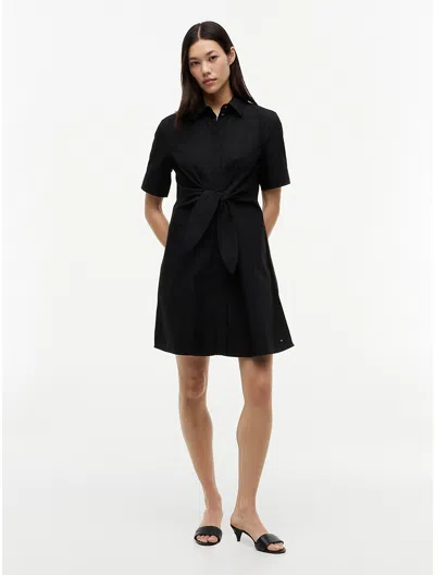 Tommy Hilfiger Linen Blend Tie In Black
