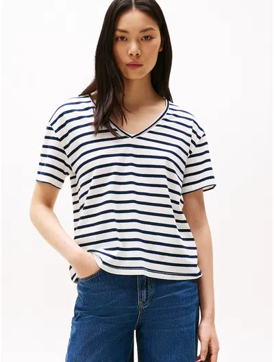 Tommy Hilfiger Linen In Breton Dark Night Navy Stripe