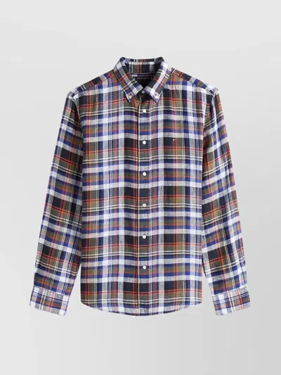 TOMMY HILFIGER LINEN CHECK SHIRT WITH CHEST POCKET