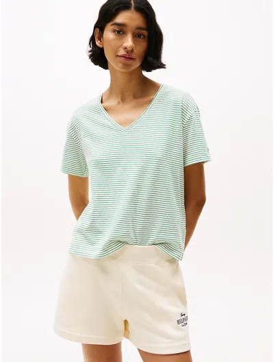 Tommy Hilfiger Linen In Ecru / Radiant Green Stripe