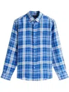 Tommy Hilfiger Regular Fit Check Print Linen Shirt In Blue