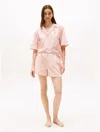 Tommy Hilfiger Ensemble De Pyjama En Coton Et Lin In Multi Stripe Brilliant Orange