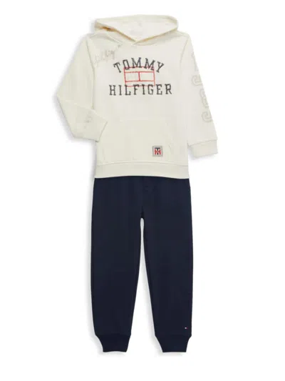 Tommy Hilfiger Babies' Little Boy's 2-piece Logo Hoodie & Joggers Set In White