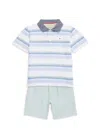 Tommy Hilfiger Little Boy's 2-piece Striped Polo Shirt & Shorts Set