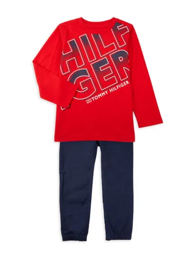 Tommy Hilfiger Babies' Little Boy's 2-piece Tee & Pants Set In Red
