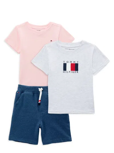 Tommy Hilfiger Babies' Little Boy's 3-piece Tees & Shorts Set In Blue Multi