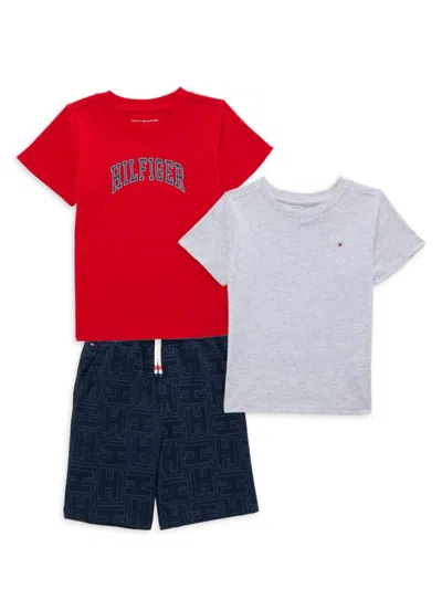 Tommy Hilfiger Babies' Little Boy's 3-piece Tees & Shorts Set In Red