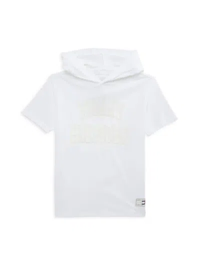 Tommy Hilfiger Kids' Little Boy's Be Bold Logo Hooded Tee In Fresh White