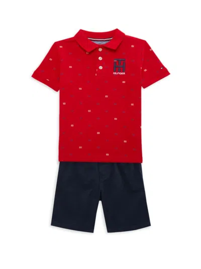 Tommy Hilfiger Babies' Little Boy's Monogram Polo & Shorts Set In Multi