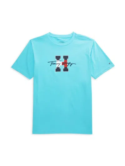 Tommy Hilfiger Kids' Little Boy's Script H Logo Graphic Tee In Blue