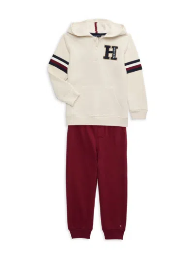Tommy Hilfiger Babies' Little Boy's Sweatshirt & Joggers Set In Beige Red