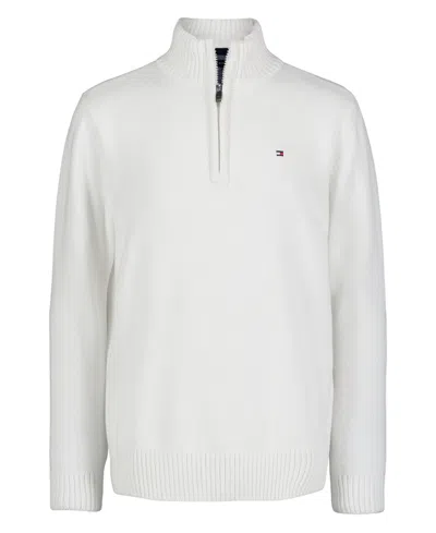 Tommy Hilfiger Kids' Toddler And Little Boys Solid 1/4 Zip Sweater In Snow White