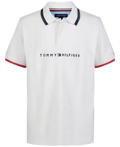Tommy Hilfiger Kids' Big Boys Tomas Embroidered Logo Polo Shirt In Fresh White