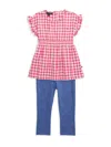 Tommy Hilfiger Little Girl's 2-piece Checked Top & Pants Set In Pink Multi