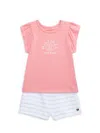 Tommy Hilfiger Little Girl's 2-piece Logo Top & Shorts Set In Pink Multi