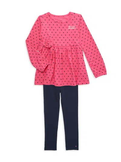 Tommy Hilfiger Kids' Little Girl's 2-piece Print Tunic & Pants Set In Pink Multi