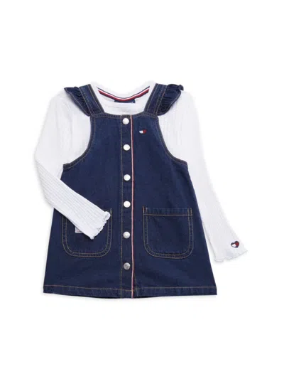 Tommy Hilfiger Kids' Little Girl's 2-piece Ribbed Top & Denim Dress Set