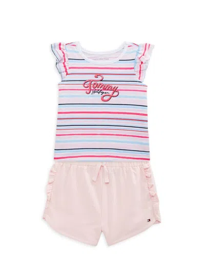Tommy Hilfiger Kids' Little Girl's 2-piece Striped Tank & Shorts Set In Pink