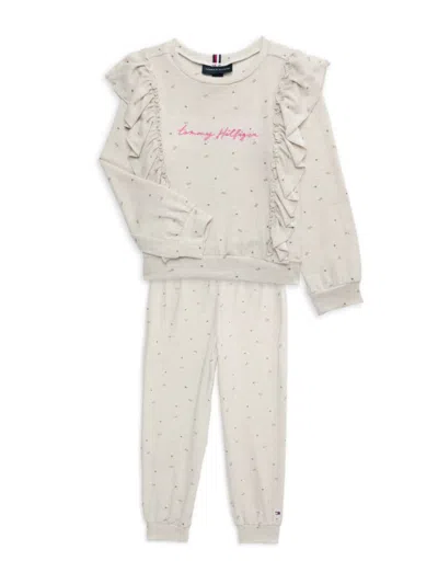 Tommy Hilfiger Kids' Little Girl's 2-piece Sweatshirt & Joggers Set In Grey