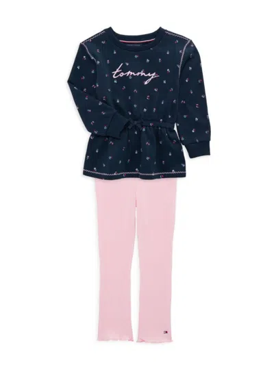 Tommy Hilfiger Kids' Little Girl's 2-piece Sweatshirt & Pants Set In Pink