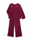 Tommy Hilfiger Toddler Girl Waffle-knit Peasant Top Wide Leg Pants Set In Burgundy