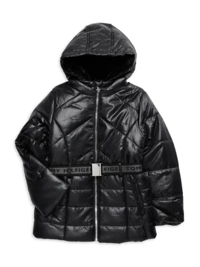 Tommy Hilfiger Kids' Little Girl's Hooded Puffer Jacket In Black