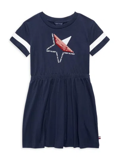 Tommy Hilfiger Kids' Little Girl's Star Logo T Shirt Dress In Navy Blazer