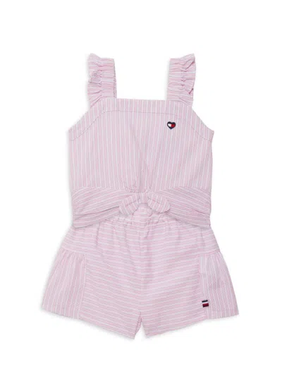 Tommy Hilfiger Kids' Little Girl's Striped Top & Shorts Set In Pink