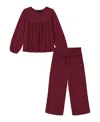 Tommy Hilfiger Toddler Girl Waffle-knit Peasant Top Wide Leg Pants Set In Rhododendron