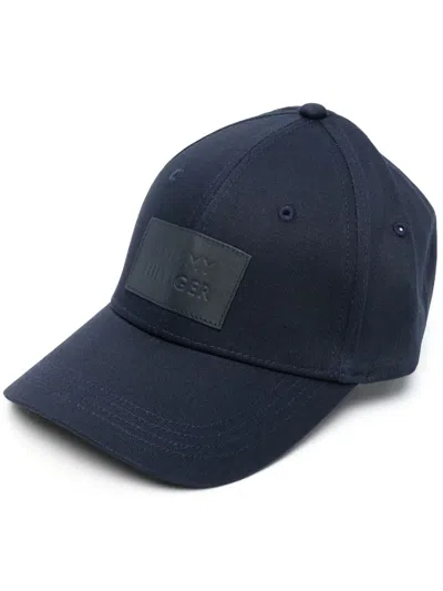 Tommy Hilfiger Logo-appliquè Organic Cotton Cap In Blau