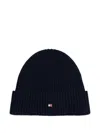 Tommy Hilfiger Logo-appliqué Ribbed Beanie In Blue