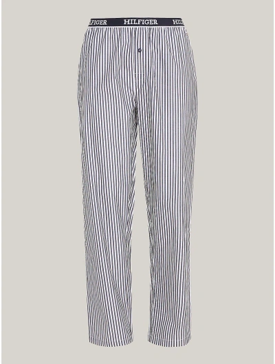 Tommy Hilfiger Logo Band Woven Sleep Pant In Ithaca Stripe Navy
