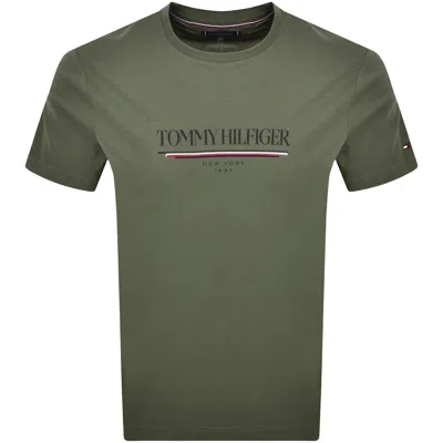 TOMMY HILFIGER TOMMY HILFIGER LOGO BRAND LOVE T SHIRT GREEN