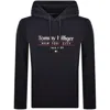 Tommy Hilfiger Logo Center Stack Hoodie Navy In Black