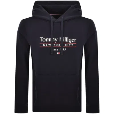 Tommy Hilfiger Logo Center Stack Hoodie Navy