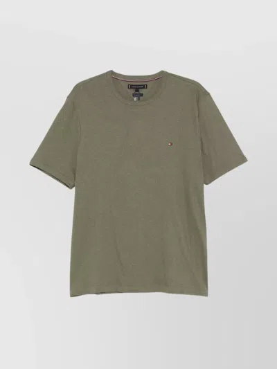 Tommy Hilfiger Logo Crew Neck Cotton T-shirt In Neutral