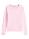 Tommy Hilfiger Cotton Long Sleeve Crewneck Pullover In Pink