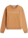 Tommy Hilfiger Logo Crewneck Sweatshirt Clothing In Brown