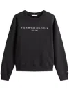 Tommy Hilfiger Morn Reg Corp Logo Sweatshirt C-nk Switshirt In Black