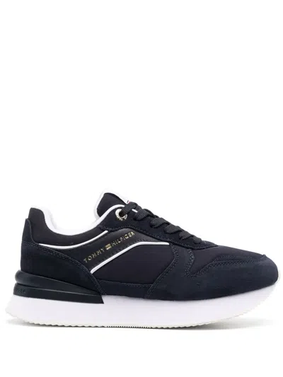Tommy Hilfiger Logo-debossed Low-top Suede Sneakers In Blau